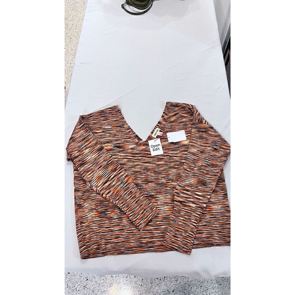 OPEN EDIT BROWN TAN V NECK V BACK SWEATER NEW WITH TAGS WOMENS SZ 2XL